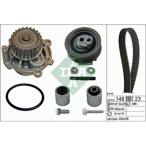 Wasserpumpe + Zahnriemensatz INA 530 0445 32 f&uuml;r AUDI SEAT SKODA VW