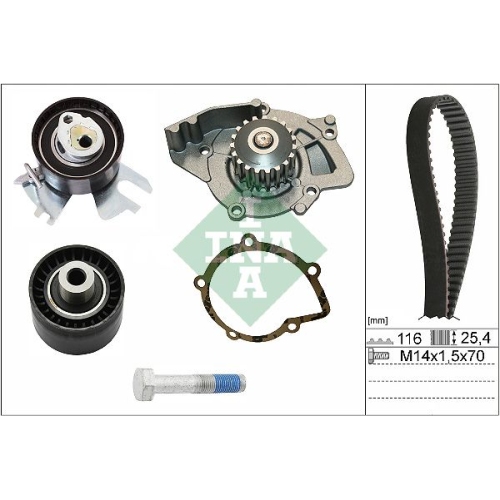 Wasserpumpe + Zahnriemensatz INA 530 0449 30 f&uuml;r CITRO&Euml;N FIAT FORD LANCIA VOLVO