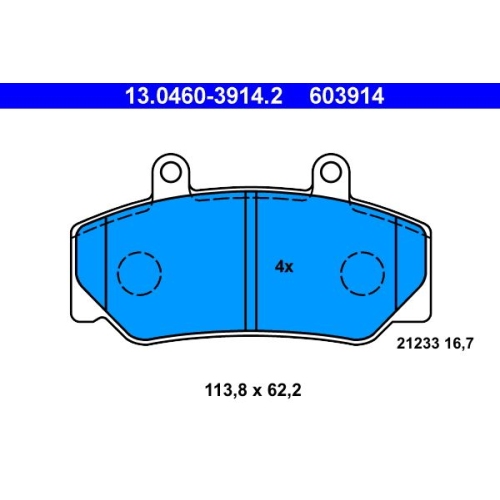 Bremsbelagsatz, Scheibenbremse ATE 13.0460-3914.2 f&uuml;r VOLVO, Vorderachse