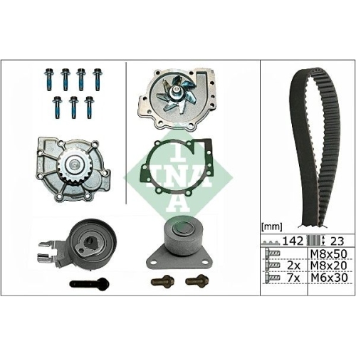 Wasserpumpe + Zahnriemensatz INA 530 0467 30 f&uuml;r FORD VOLVO