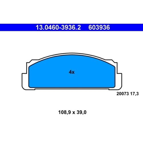 Bremsbelagsatz, Scheibenbremse ATE 13.0460-3936.2 f&uuml;r FIAT SEAT, Vorderachse
