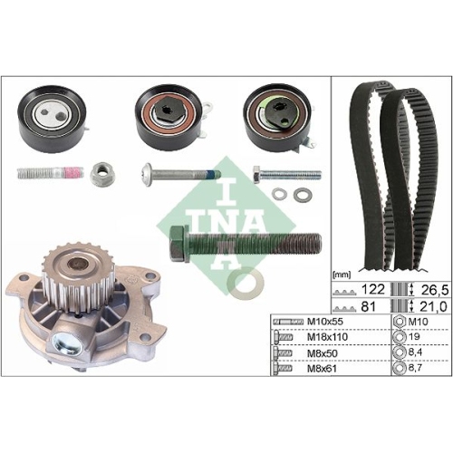 Wasserpumpe + Zahnriemensatz INA 530 0483 30 f&uuml;r VW