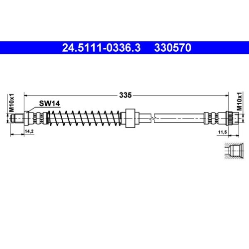 Bremsschlauch ATE 24.5111-0336.3 f&uuml;r CITRO&Euml;N NISSAN RENAULT, Hinterachse links