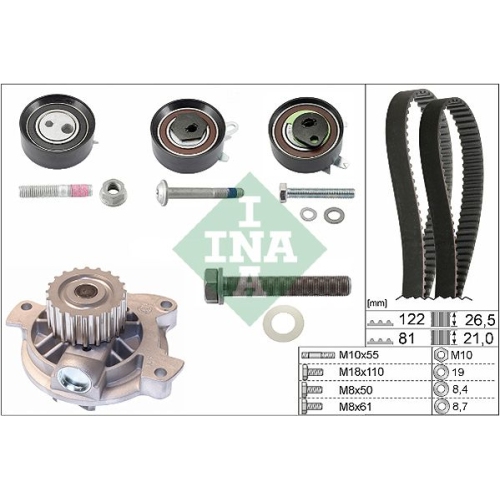 Wasserpumpe + Zahnriemensatz INA 530 0484 30 f&uuml;r VW