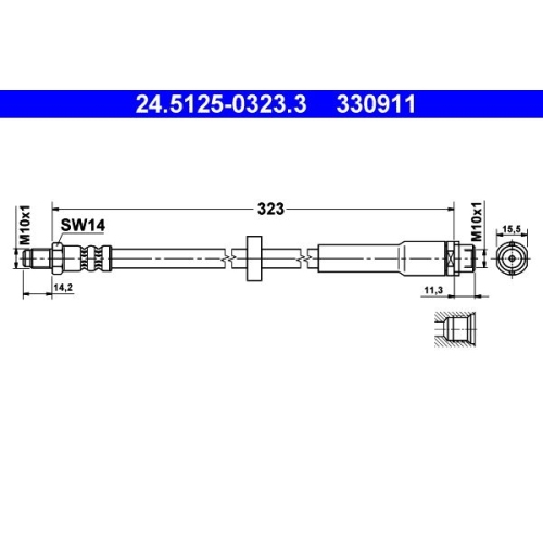 Bremsschlauch ATE 24.5125-0323.3 f&uuml;r VAG, Hinterachse