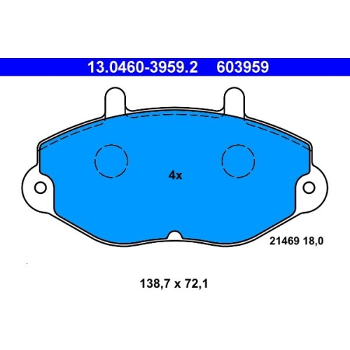 Bremsbelagsatz, Scheibenbremse ATE 13.0460-3959.2 f&uuml;r FORD, Vorderachse