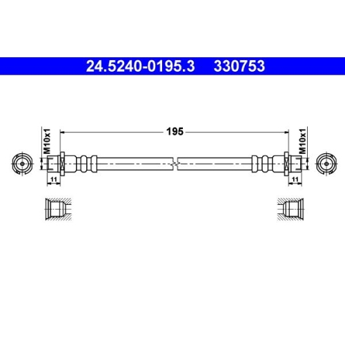 Bremsschlauch ATE 24.5240-0195.3 f&uuml;r OPEL VAUXHALL, Hinterachse