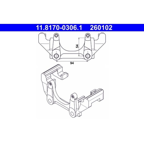 Halter, Bremssattel ATE 11.8170-0306.1 f&uuml;r SEAT SKODA VAG, Vorderachse