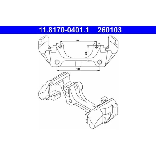 Halter, Bremssattel ATE 11.8170-0401.1 f&uuml;r MERCEDES-BENZ, Vorderachse