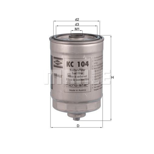 Kraftstofffilter KNECHT KC 104 f&uuml;r VOLVO
