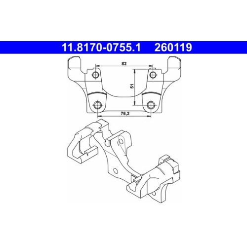 Halter, Bremssattel ATE 11.8170-0755.1 f&uuml;r BMW, Hinterachse
