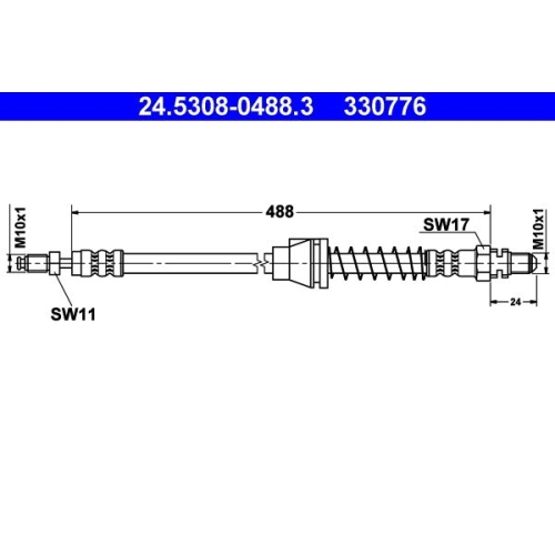 Bremsschlauch ATE 24.5308-0488.3 f&uuml;r FORD, Vorderachse links