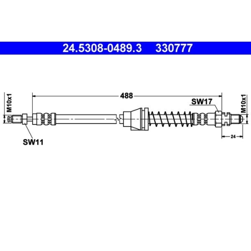 Bremsschlauch ATE 24.5308-0489.3 f&uuml;r FORD, Vorderachse rechts