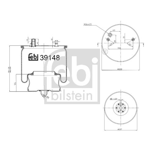 Febi Bilstein 39148 Luftfederbalg mit Stahlkolben , 1 St&uuml;ck