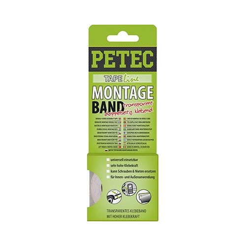 Klebeband PETEC 87192 MONTAGEBAND, TRANSPARENT