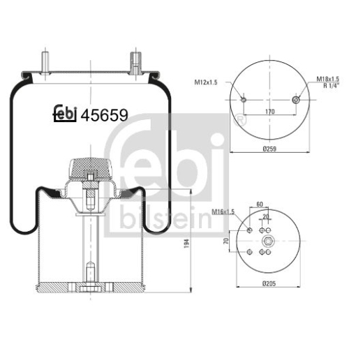 Febi Bilstein 45659 Luftfederbalg mit Stahlkolben , 1 St&uuml;ck