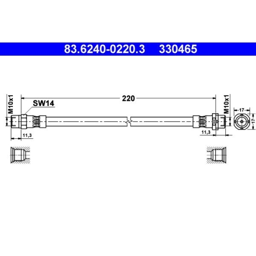Bremsschlauch ATE 83.6240-0220.3 f&uuml;r BMW, Hinterachse