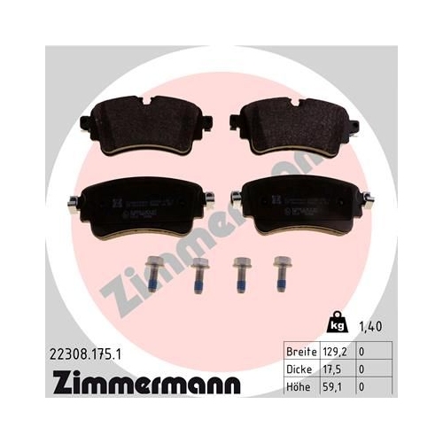 Bremsbelagsatz, Scheibenbremse ZIMMERMANN 22308.175.1 f&uuml;r AUDI VAG AUDI (FAW)