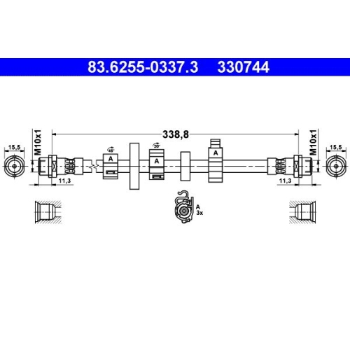 Bremsschlauch ATE 83.6255-0337.3 f&uuml;r VAG, Vorderachse links