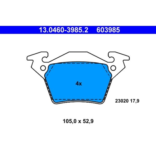 Bremsbelagsatz, Scheibenbremse ATE 13.0460-3985.2 f&uuml;r MERCEDES-BENZ, Hinterachse