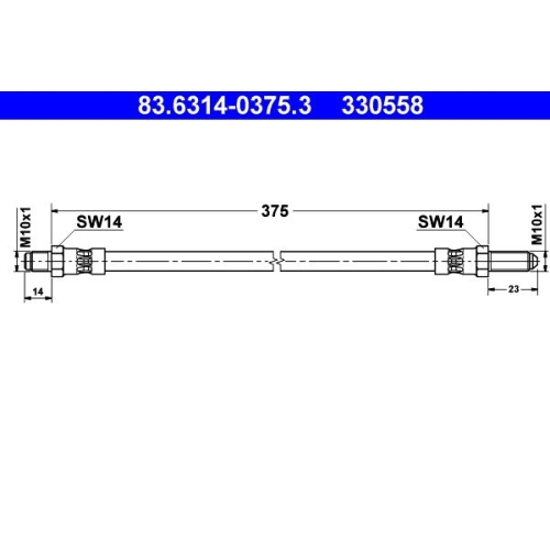Bremsschlauch ATE 83.6314-0375.3 f&uuml;r JAGUAR, Vorderachse