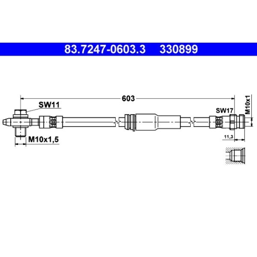 Bremsschlauch ATE 83.7247-0603.3 f&uuml;r VAG, Vorderachse