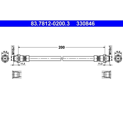 Bremsschlauch ATE 83.7812-0200.3 f&uuml;r VAG, Hinterachse