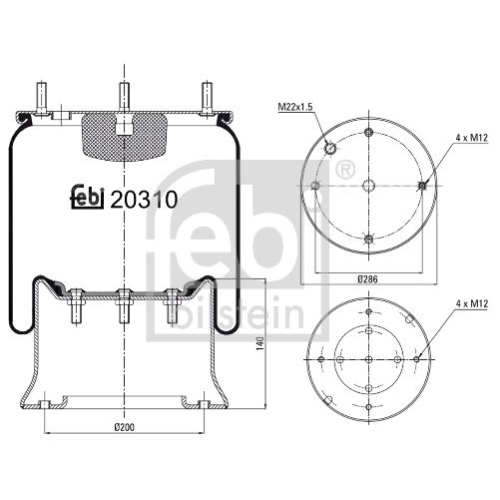 Febi Bilstein 20310 Luftfederbalg mit Stahlkolben , 1 St&uuml;ck