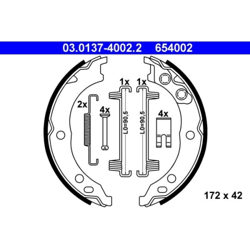 Bremsbackensatz, Feststellbremse ATE 03.0137-4002.2 f&uuml;r CITRO&Euml;N FIAT PEUGEOT