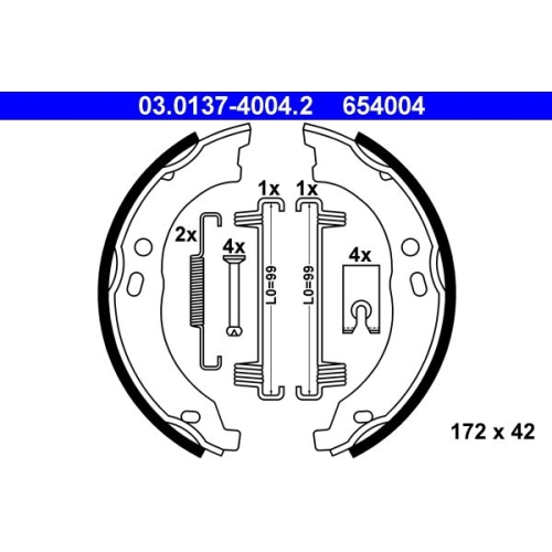 Bremsbackensatz, Feststellbremse ATE 03.0137-4004.2 f&uuml;r CITRO&Euml;N FIAT PEUGEOT