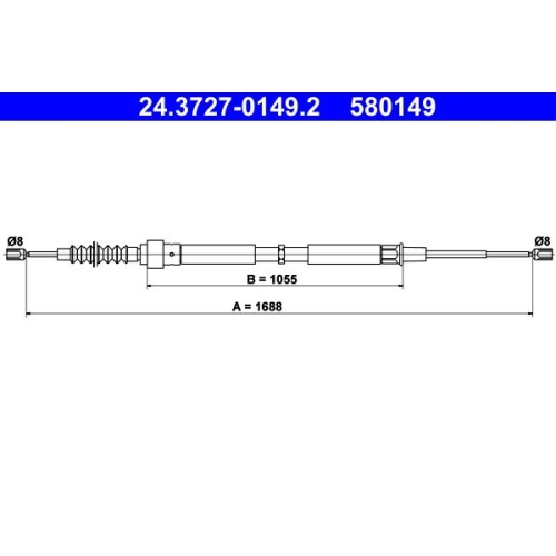 Seilzug, Feststellbremse ATE 24.3727-0149.2 f&uuml;r SEAT SKODA VAG, hinten