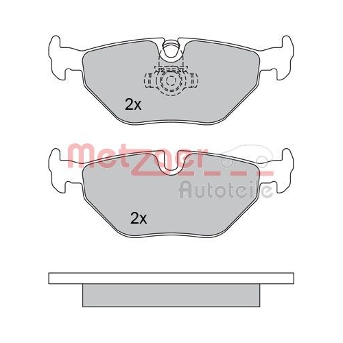 Bremsbelagsatz, Scheibenbremse METZGER 1170014 f&uuml;r BMW ROVER SAAB, Hinterachse
