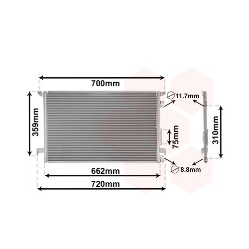 Kondensator, Klimaanlage VAN WEZEL 37005333 f&uuml;r OPEL