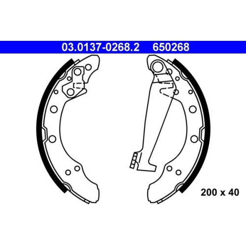 Bremsbackensatz ATE 03.0137-0268.2 f&uuml;r SEAT SKODA VAG, Hinterachse