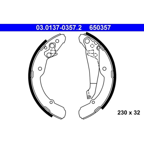Bremsbackensatz ATE 03.0137-0357.2 f&uuml;r SEAT SKODA VAG, Hinterachse