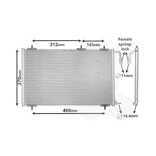 Kondensator, Klimaanlage VAN WEZEL 40005257 f&uuml;r PEUGEOT