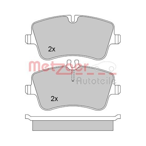 Bremsbelagsatz, Scheibenbremse METZGER 1170024 f&uuml;r MERCEDES-BENZ, Vorderachse