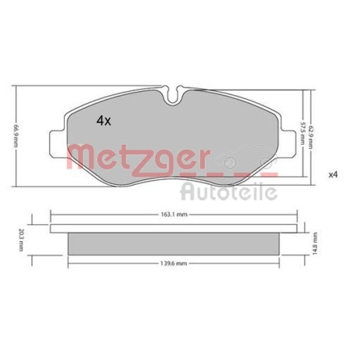 Bremsbelagsatz, Scheibenbremse METZGER 1170040 GREENPARTS f&uuml;r MERCEDES-BENZ VAG