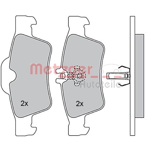 Bremsbelagsatz, Scheibenbremse METZGER 1170049 GREENPARTS f&uuml;r MERCEDES-BENZ