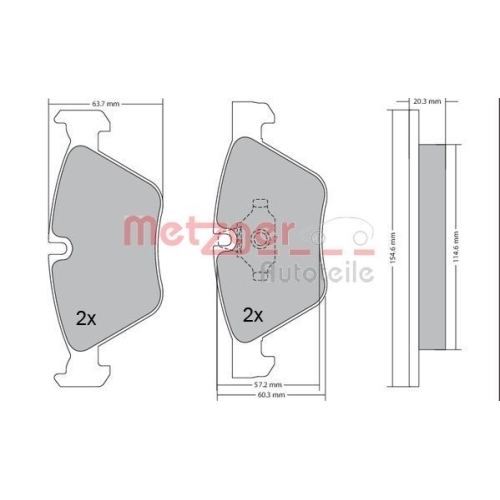 Bremsbelagsatz, Scheibenbremse METZGER 1170078 f&uuml;r BMW, Vorderachse