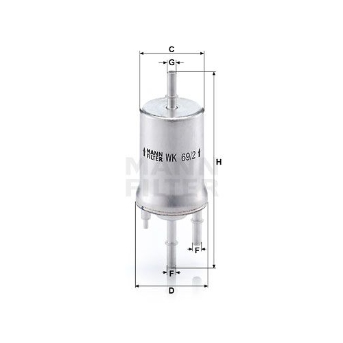 Kraftstofffilter MANN-FILTER WK 69/2 f&uuml;r VAG, f&uuml;r Fahrzeuge mit Klimaanlage