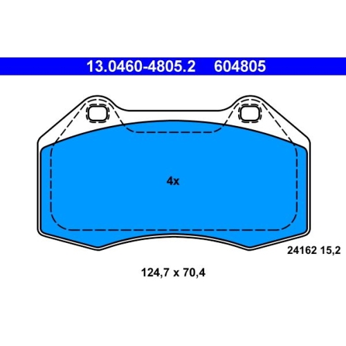 Bremsbelagsatz, Scheibenbremse ATE 13.0460-4805.2 f&uuml;r RENAULT, Vorderachse