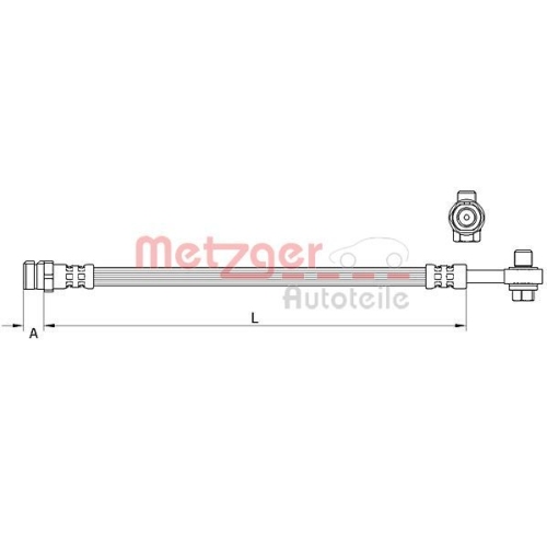 Bremsschlauch METZGER 4111477 GREENPARTS f&uuml;r VAG, Hinterachse links