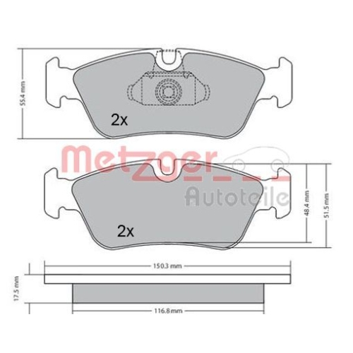 Bremsbelagsatz, Scheibenbremse METZGER 1170177 f&uuml;r BMW, Vorderachse