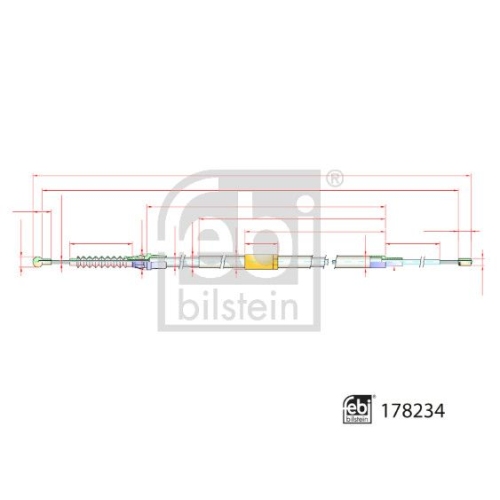 Seilzug, Feststellbremse FEBI BILSTEIN 178234 f&uuml;r VW, hinten links