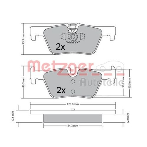 Bremsbelagsatz, Scheibenbremse METZGER 1170368 f&uuml;r BMW, Hinterachse