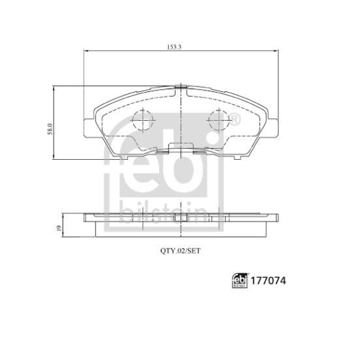 Bremsbelagsatz, Scheibenbremse FEBI BILSTEIN 177074 f&uuml;r MITSUBISHI, Hinterachse