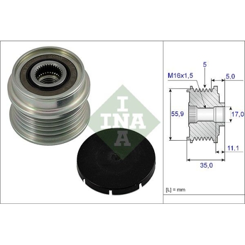 Generatorfreilauf INA 535 0005 10 f&uuml;r AUDI SEAT SKODA VW