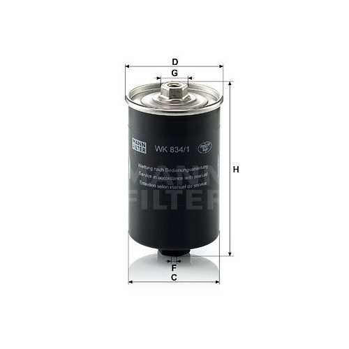 Kraftstofffilter MANN-FILTER WK 834/1 f&uuml;r VAG