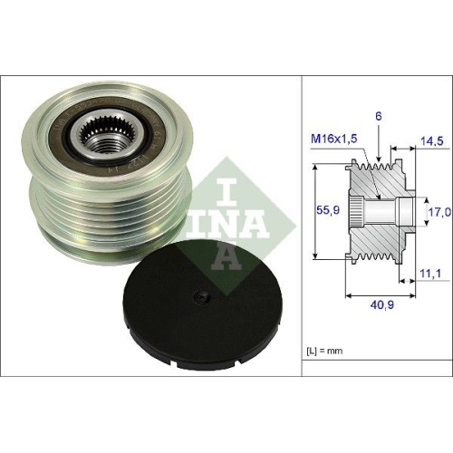 Generatorfreilauf INA 535 0012 10 f&uuml;r AUDI CHRYSLER DODGE FORD MERCEDES-BENZ VW